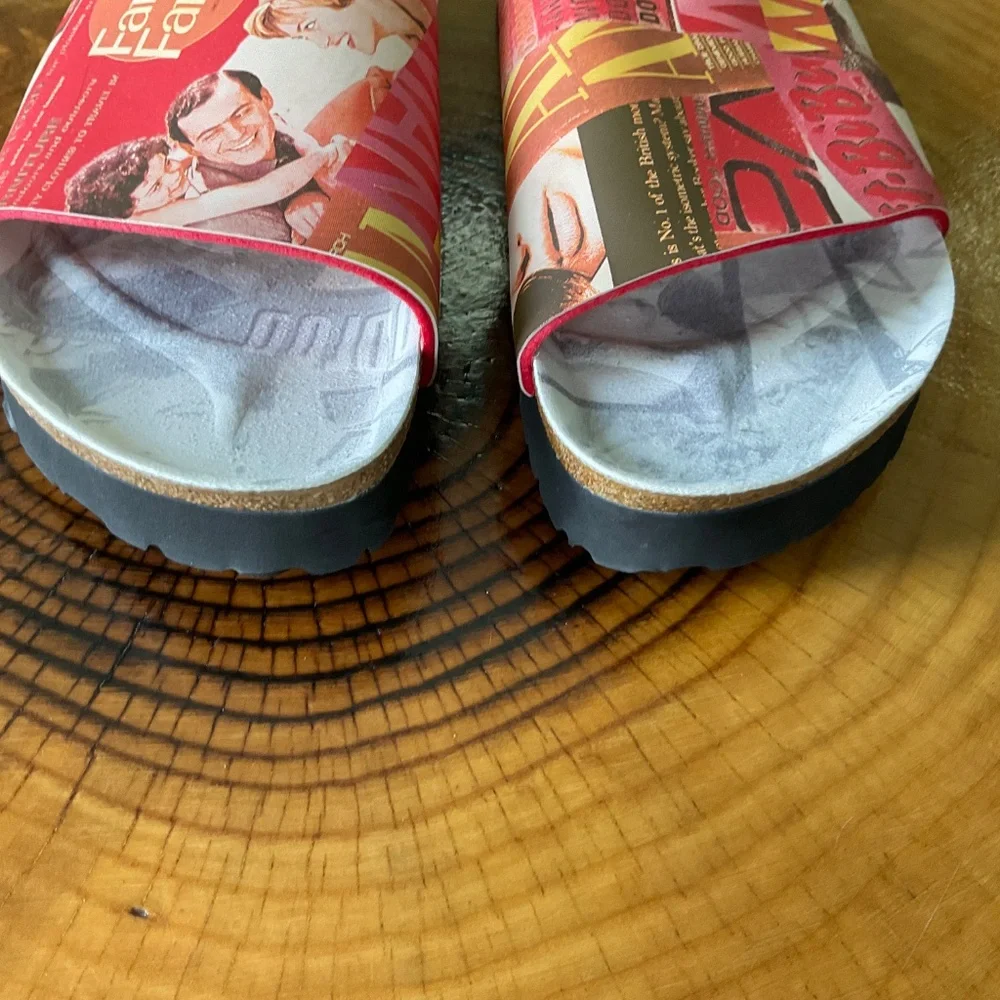 Birkenstock Birki’s Slides Sandals w/ Vintage Pin-up Images Men’s 9 Women’s 11